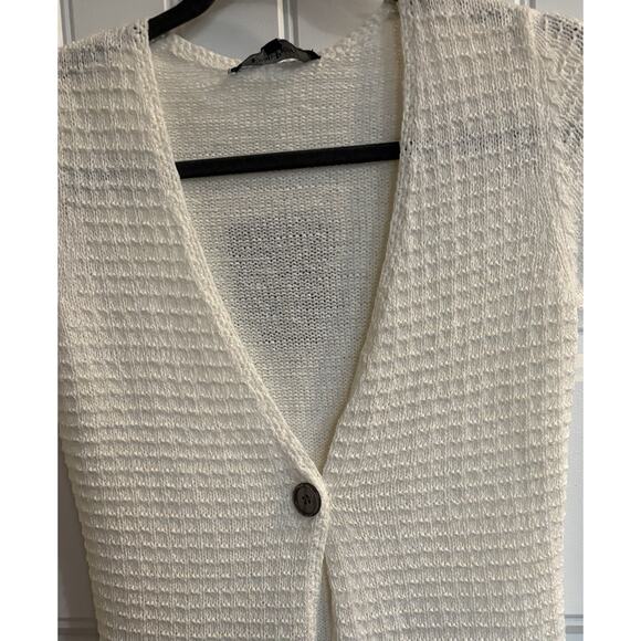 Evan Picone Sweater Vest PS Ivory One Button Closure Lagenlook Coastal Grandma - Picture 2 of 6